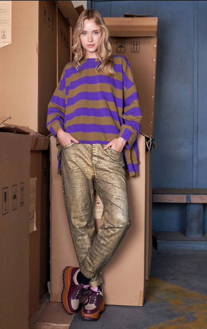 Alembika Metallic Boyfriend Jogger Jeans