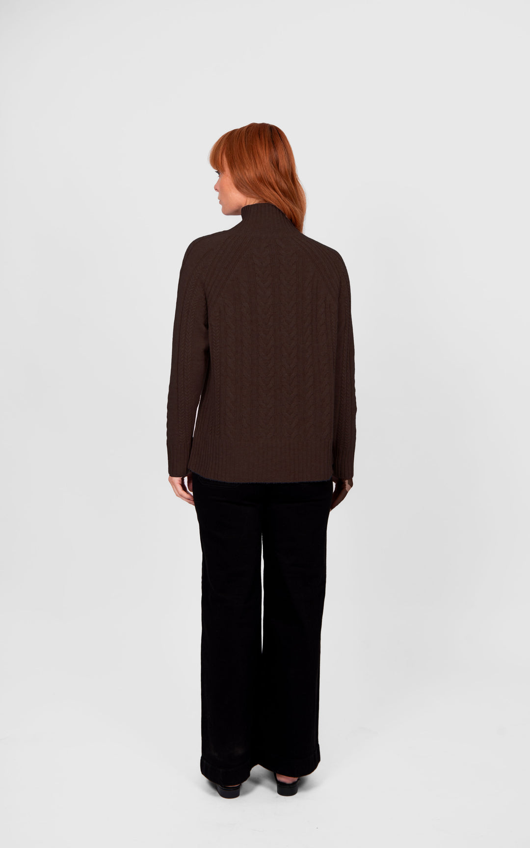 Bridge & Lord Cable Raglan Pullover - Choc