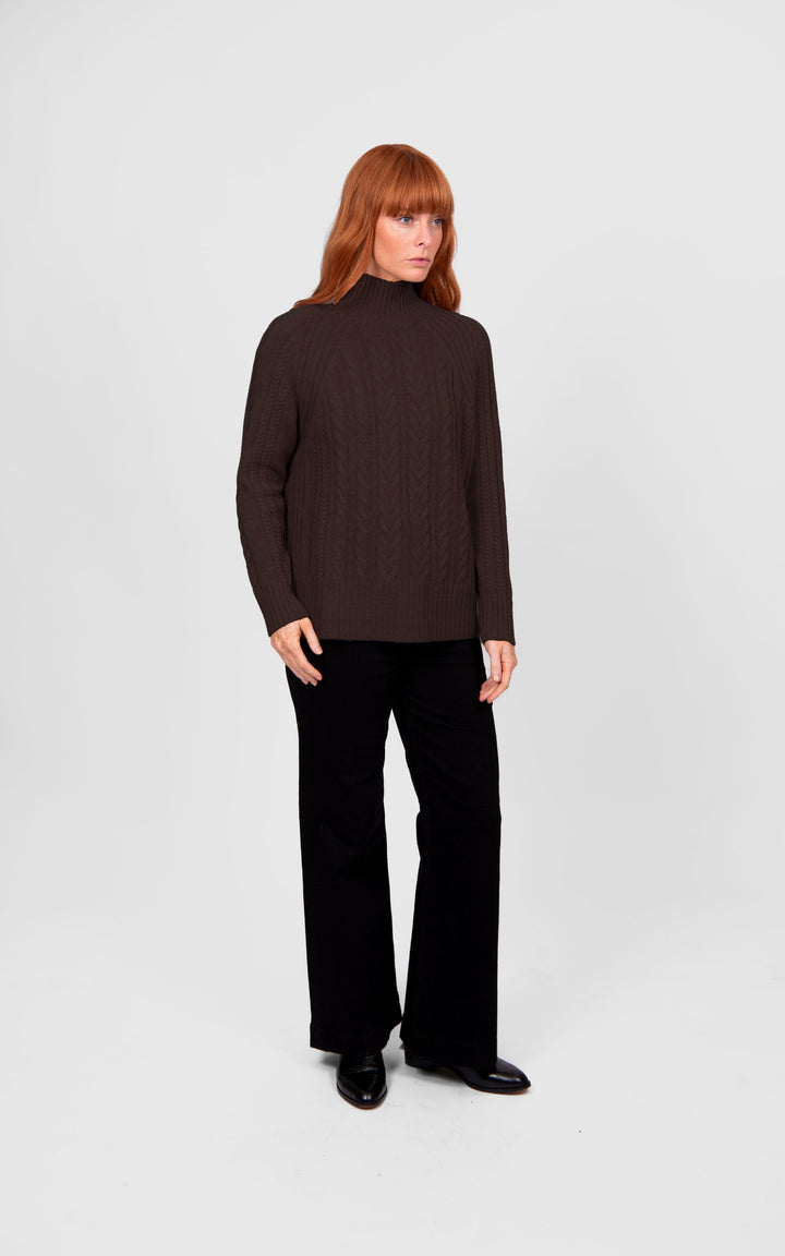 Bridge & Lord Cable Raglan Pullover - Choc