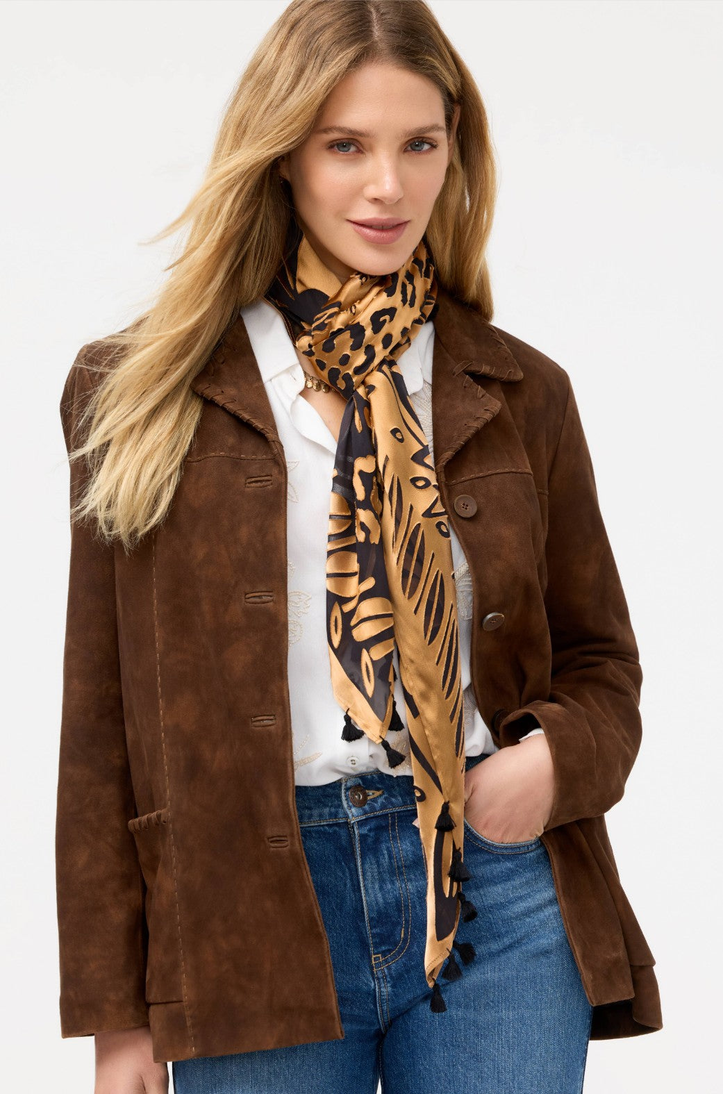 Johnny Was Lola Silk Burnout Scarf