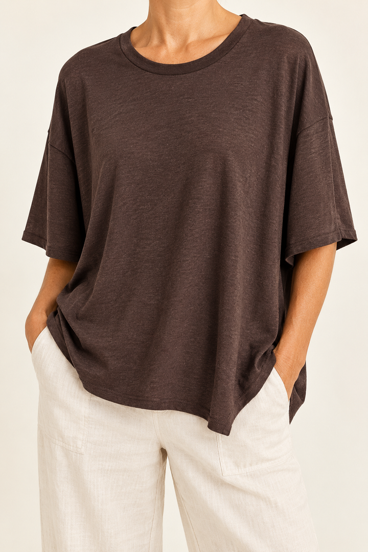 M.A. Dainty Peony T‑Shirt - Brown