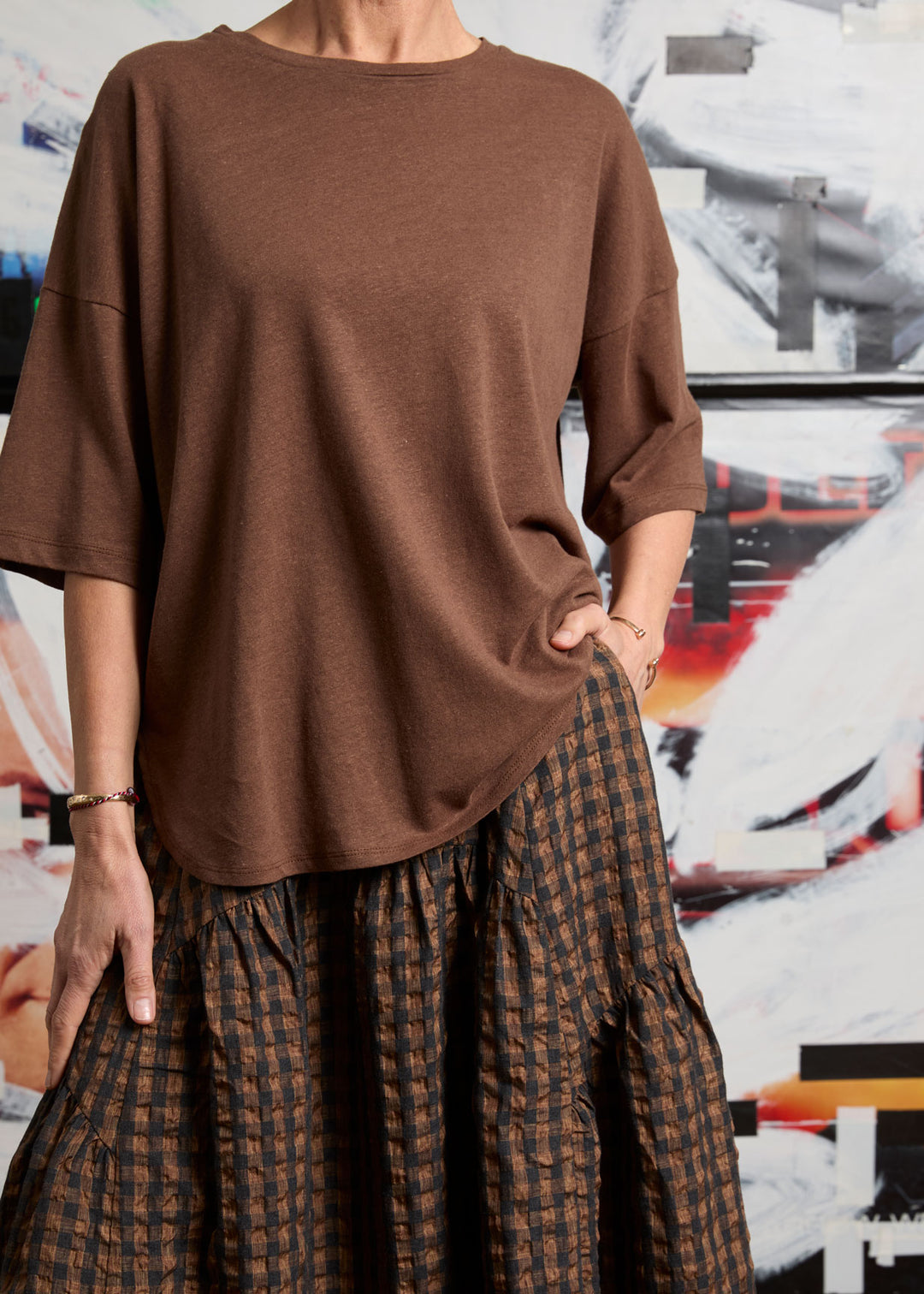 M.A. Dainty Peony T‑Shirt - Brown