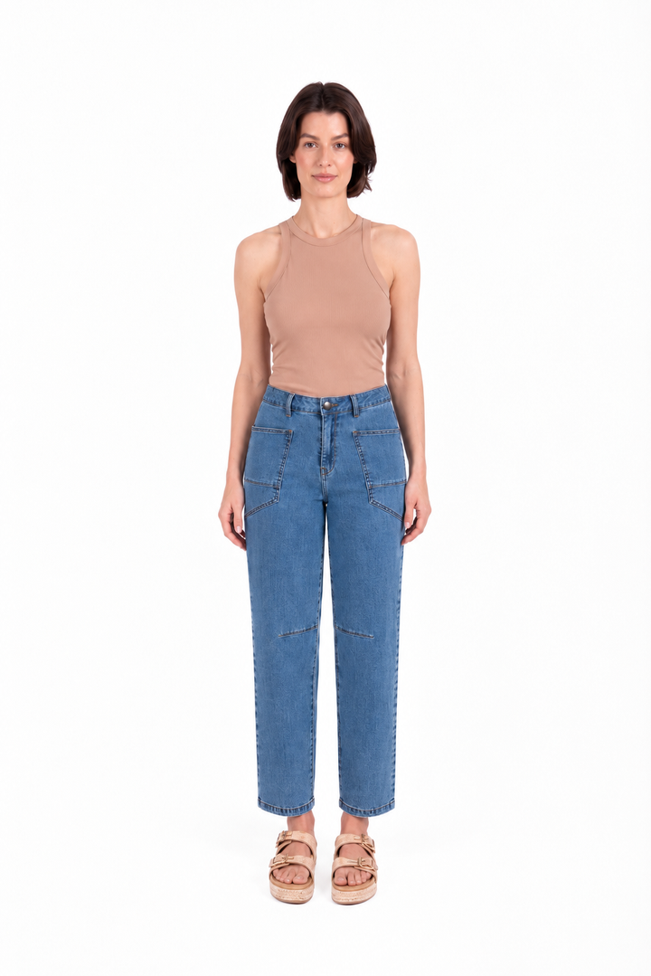 New London Durham Patch Pocket Barrel Jean