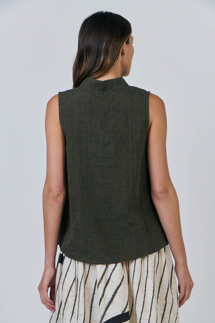 Naturals by O & J Sleeveless Linen Top