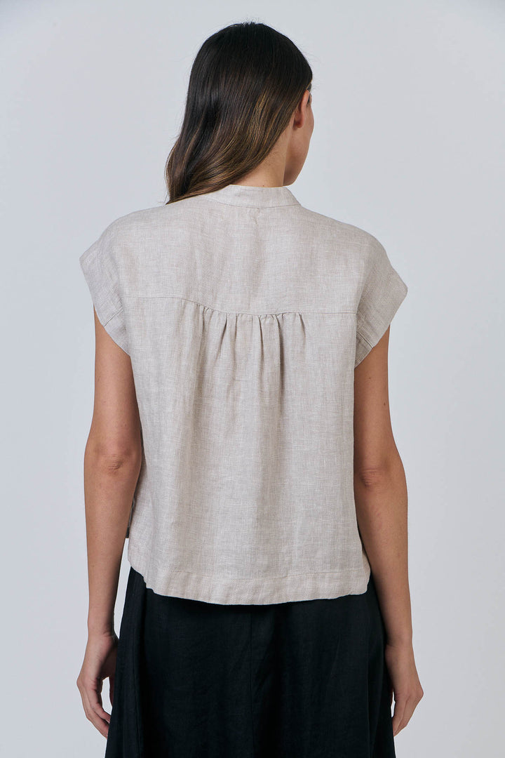 Naturals by O & J Crew-Neck Linen Top