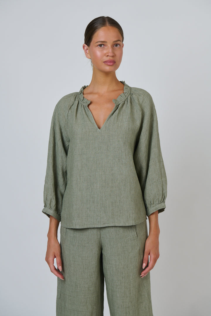 Naturals by O & J Linen Top - Artichoke