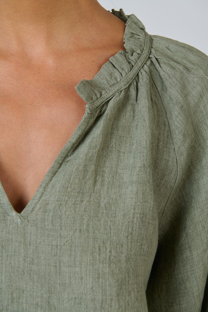 Naturals by O & J Linen Top - Artichoke