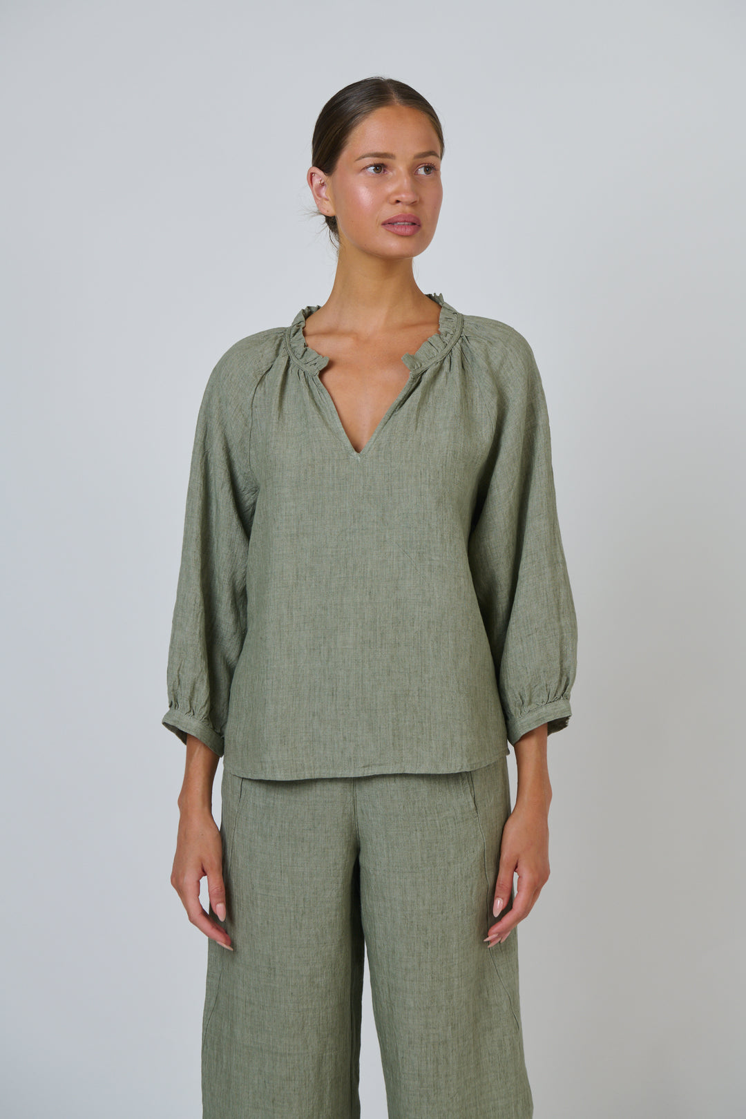 Naturals by O & J Linen Top - Artichoke