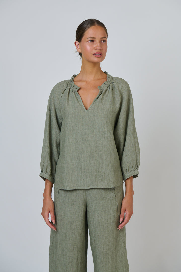 Naturals by O & J Linen Top - Artichoke