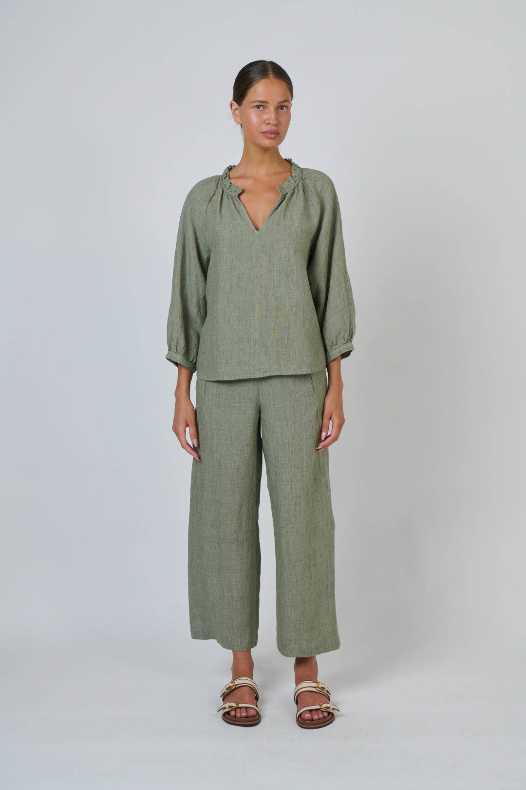 Naturals by O & J Linen Top - Artichoke
