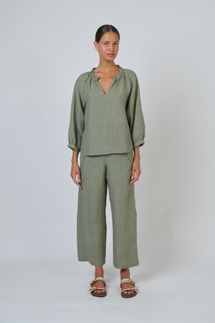 Naturals by O & J Linen Top - Artichoke