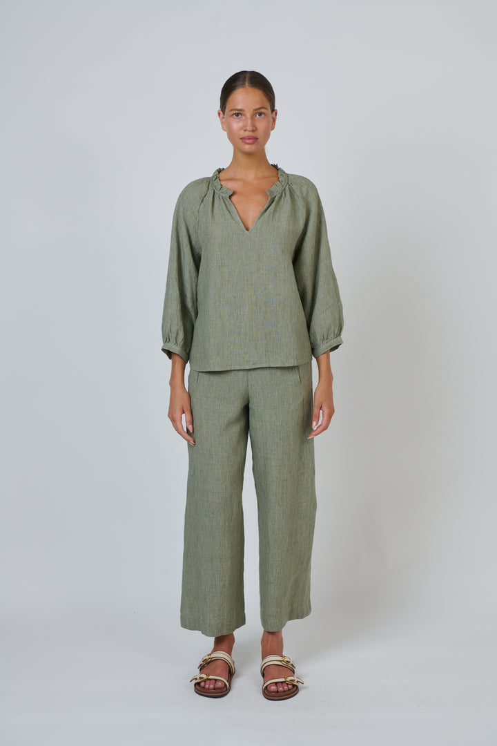 Naturals by O & J Linen Top - Artichoke