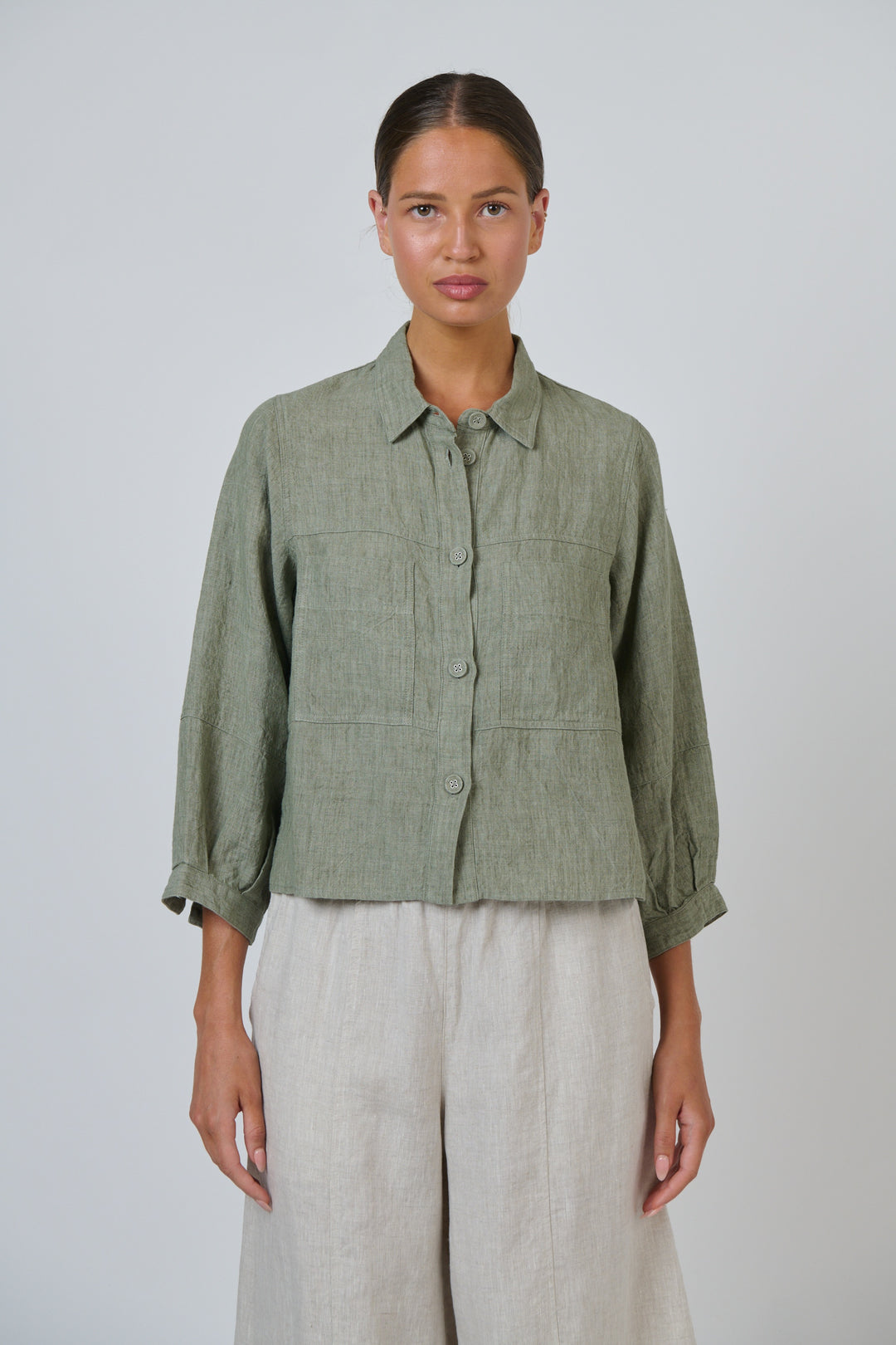 Naturals by O & J Linen Jacket - Artichoke