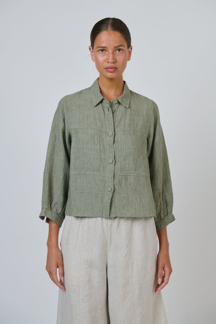 Naturals by O & J Linen Jacket - Artichoke