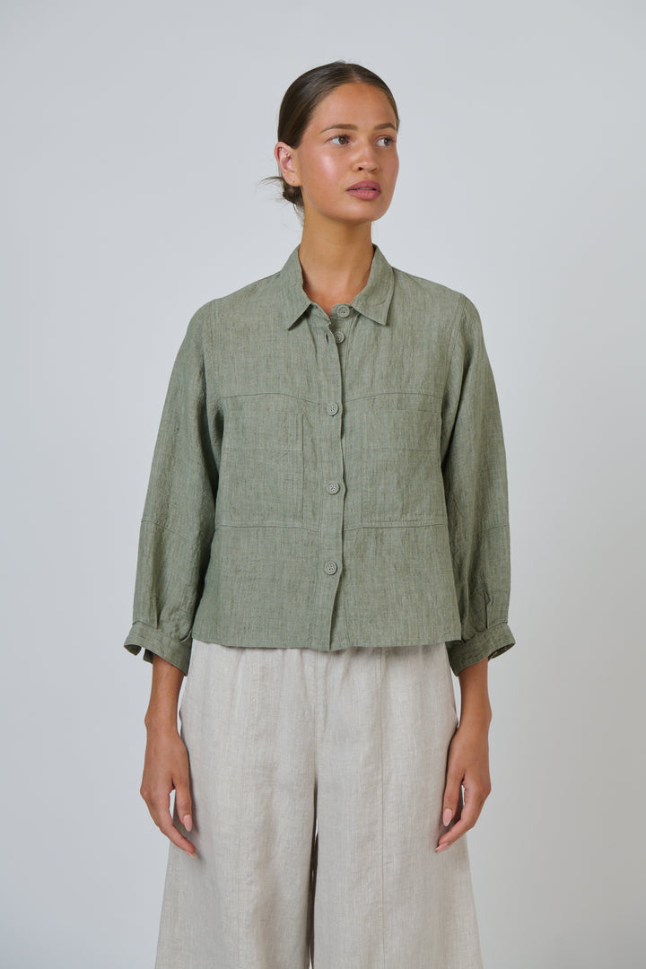 Naturals by O & J Linen Jacket - Artichoke
