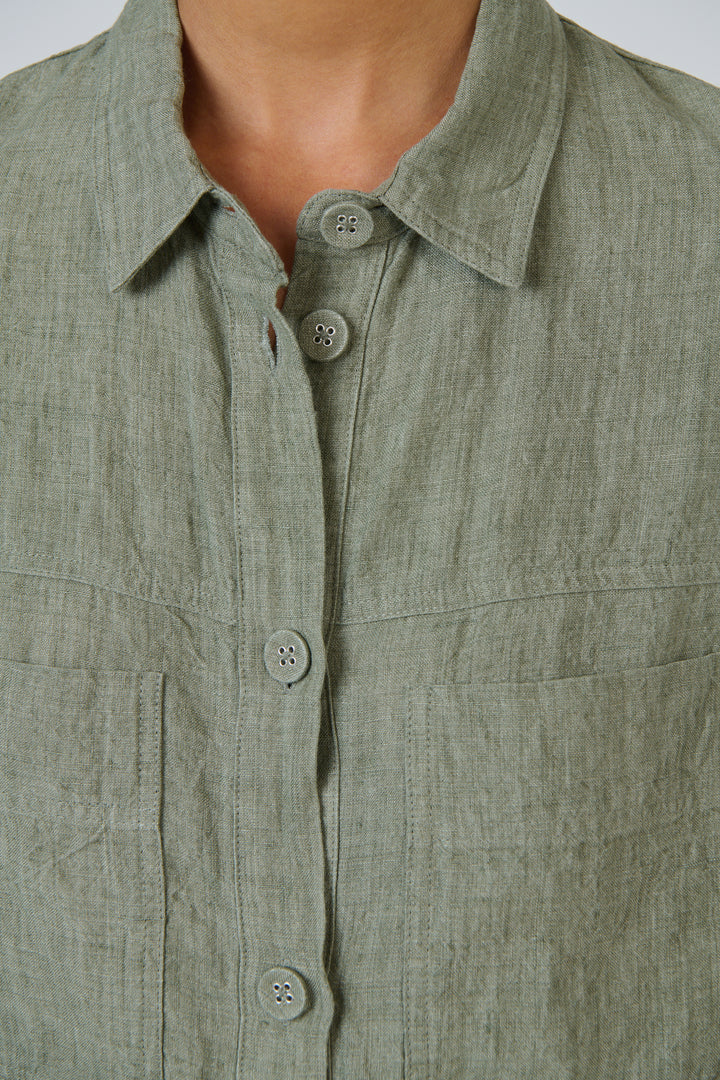 Naturals by O & J Linen Jacket - Artichoke