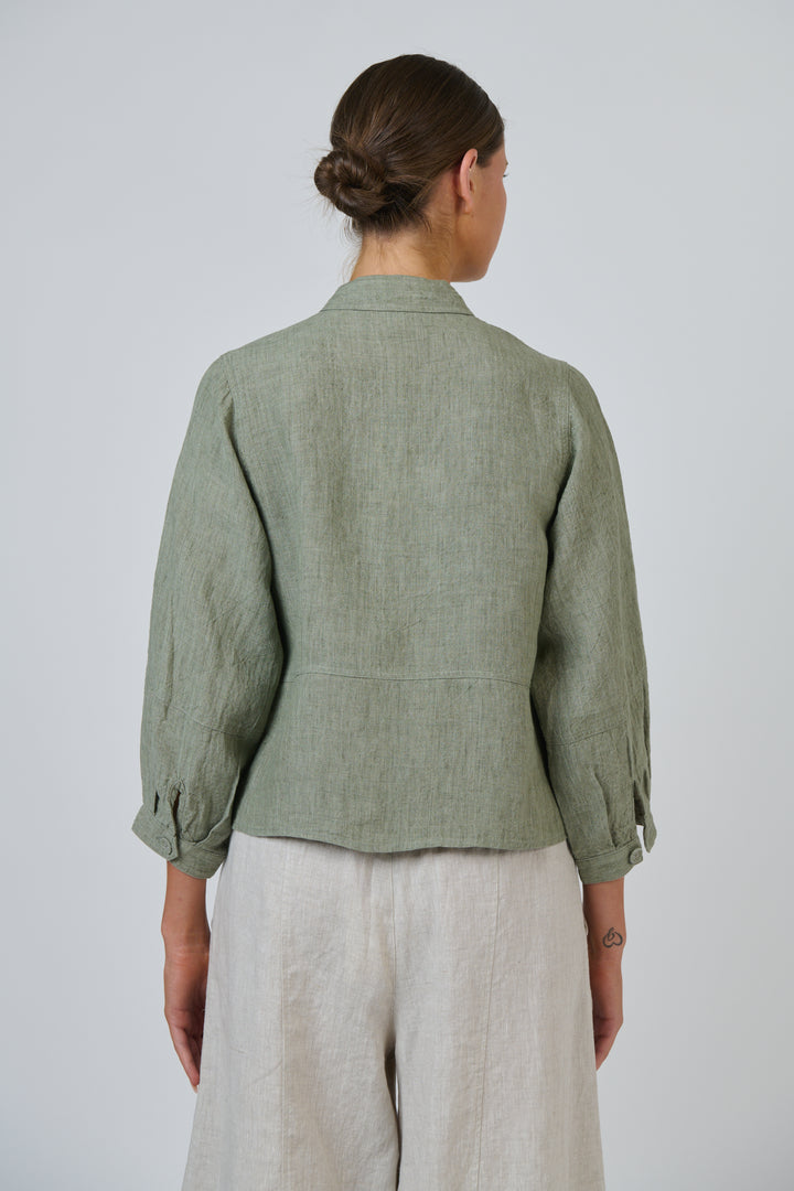 Naturals by O & J Linen Jacket - Artichoke