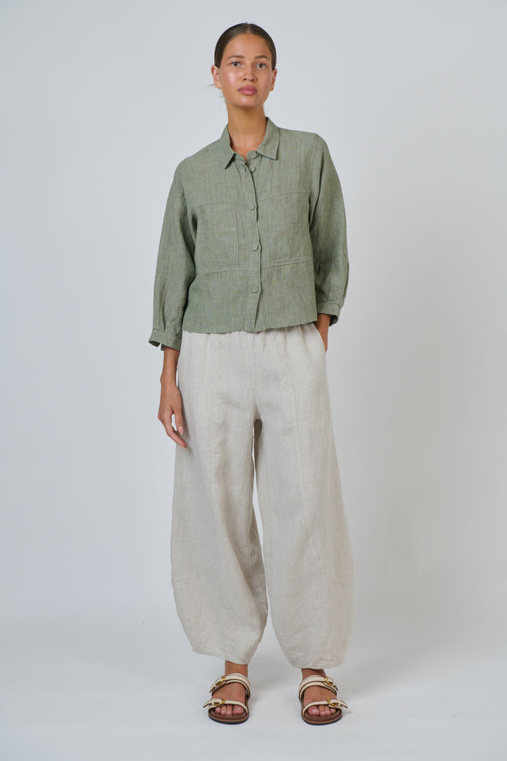 Naturals by O & J Linen Jacket - Artichoke