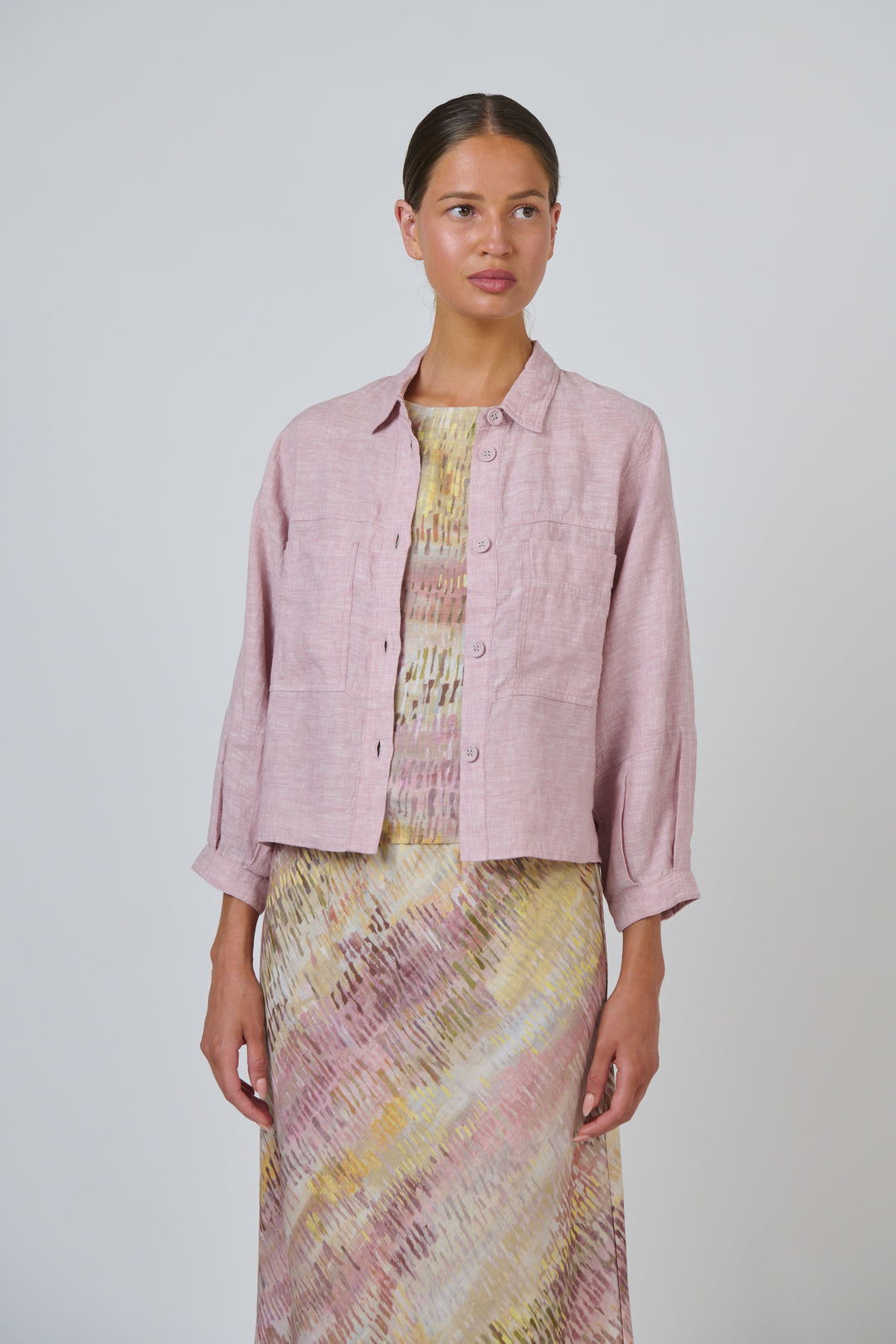 Naturals by O & J Linen Jacket - Radish