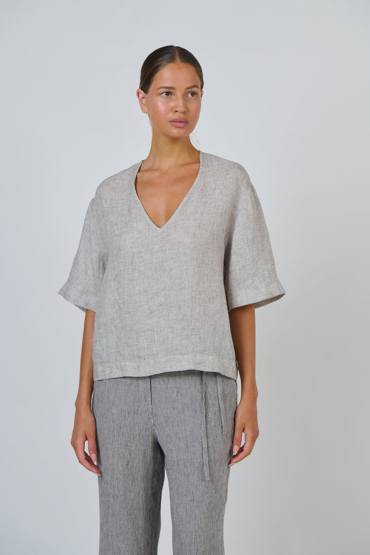 Naturals by O & J Linen Top - Chai