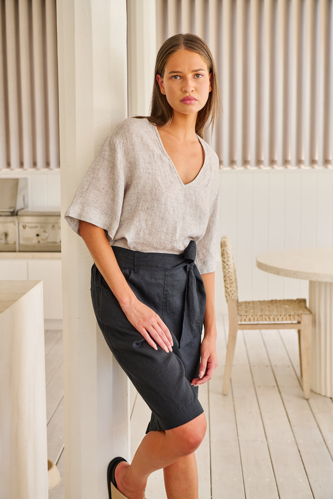 Naturals by O & J Linen Top - Chai