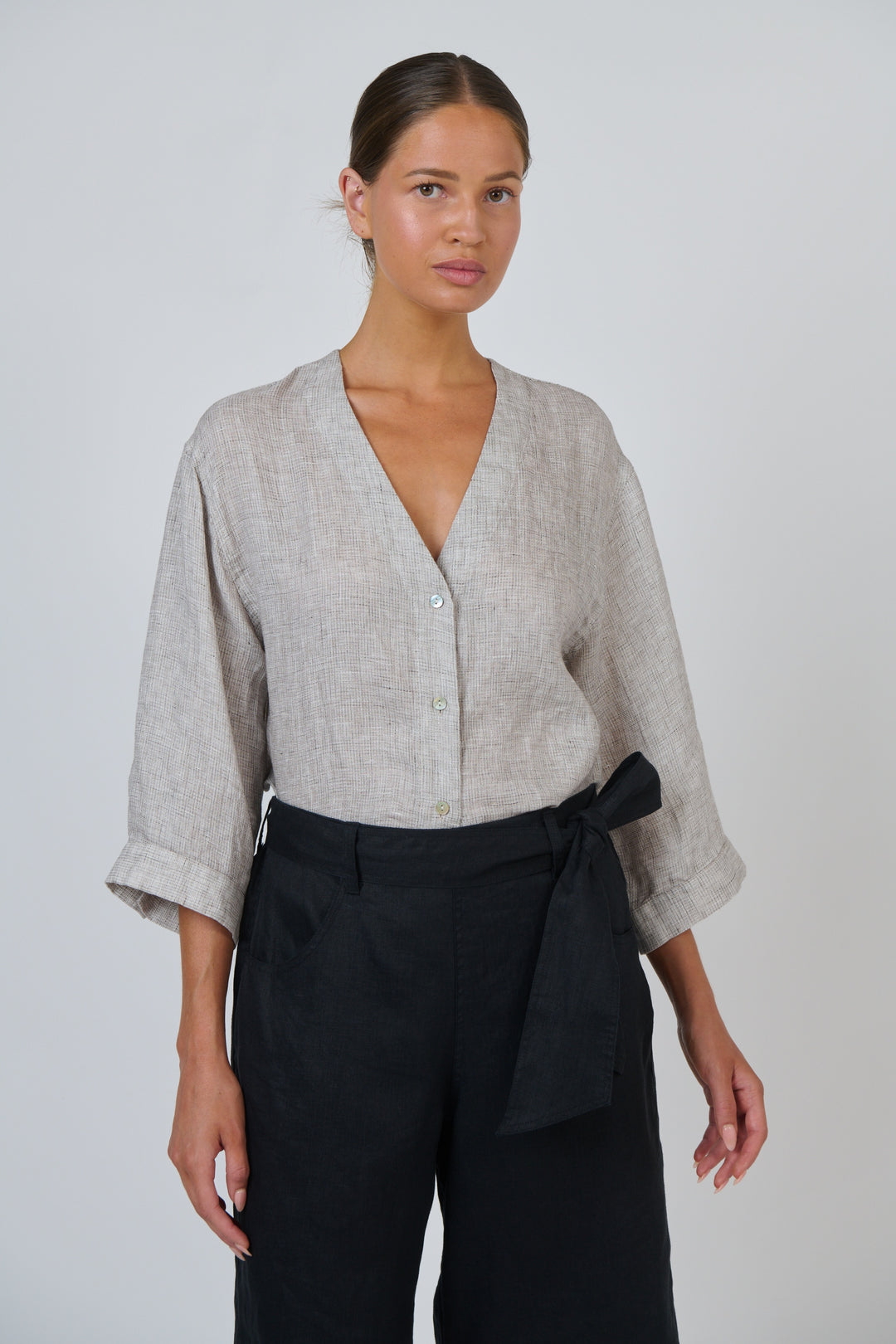Naturals by O & J Linen Blouse - Chai