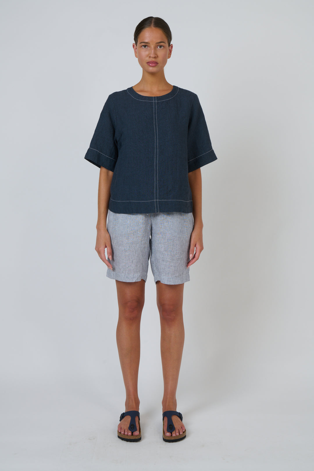 Naturals by O & J Linen Shorts - Sliver