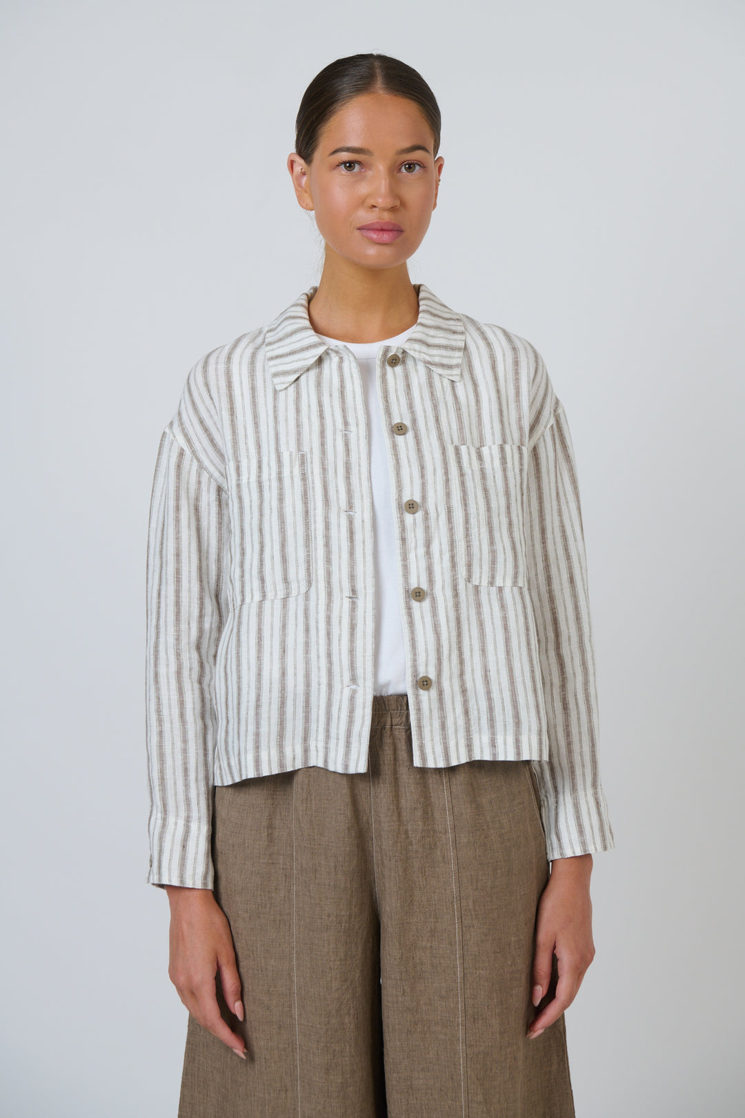 Naturals by O & J Linen Jacket - Travertine