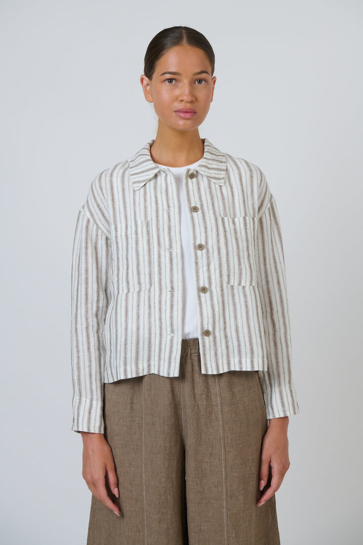 Naturals by O & J Linen Jacket - Travertine