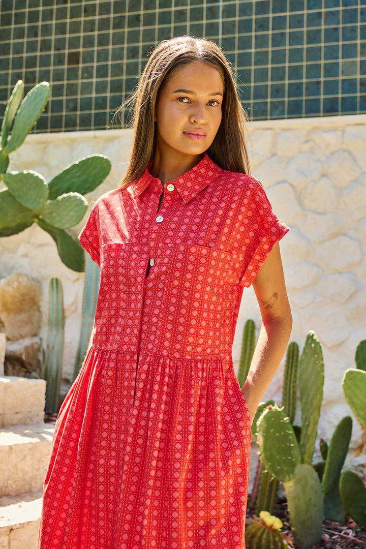 Naturals by O & J Poplin Dress - Cannage