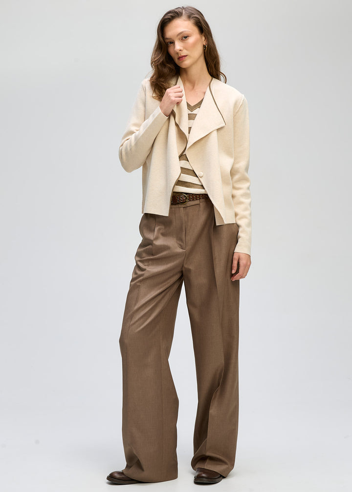 LD + Co Collared Milano Cardigan - Macadamia