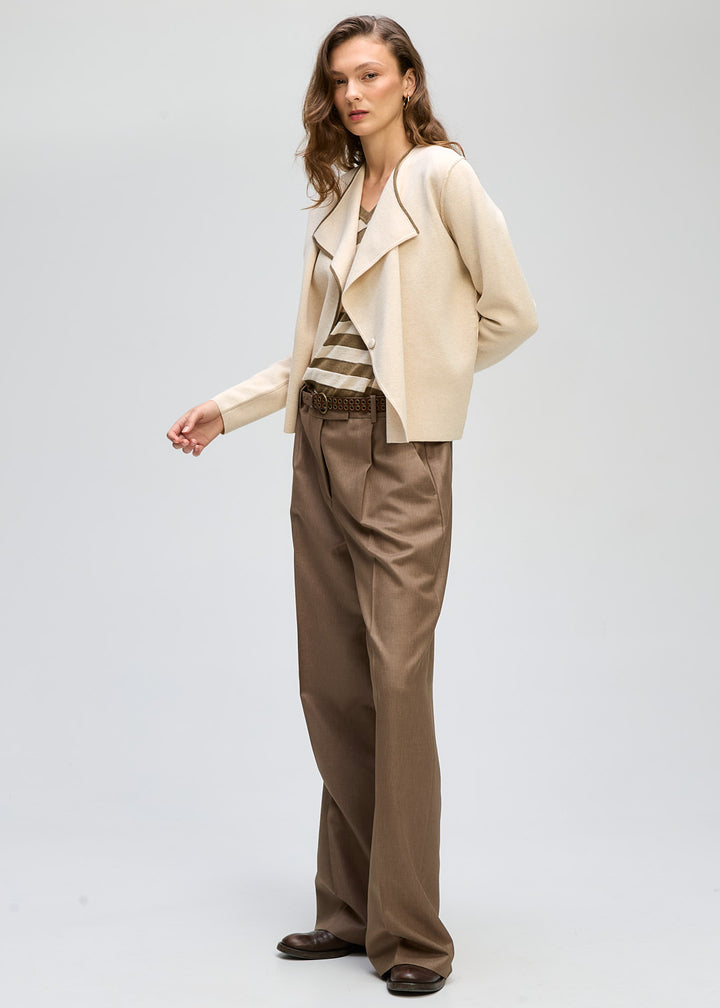 LD + Co Collared Milano Cardigan - Macadamia