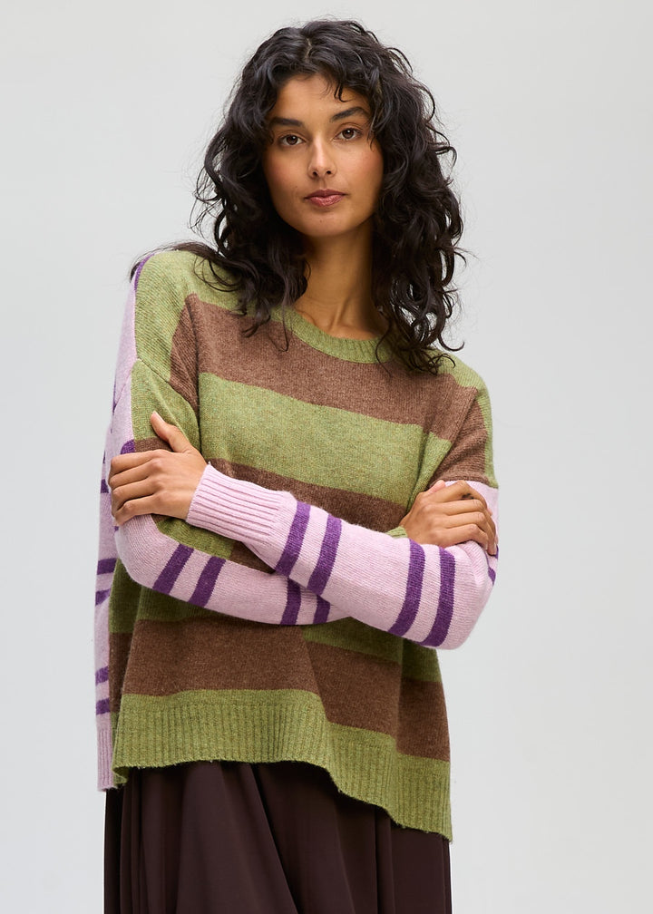 Ld+Co Groove Stripe Crew Jumper - Olive