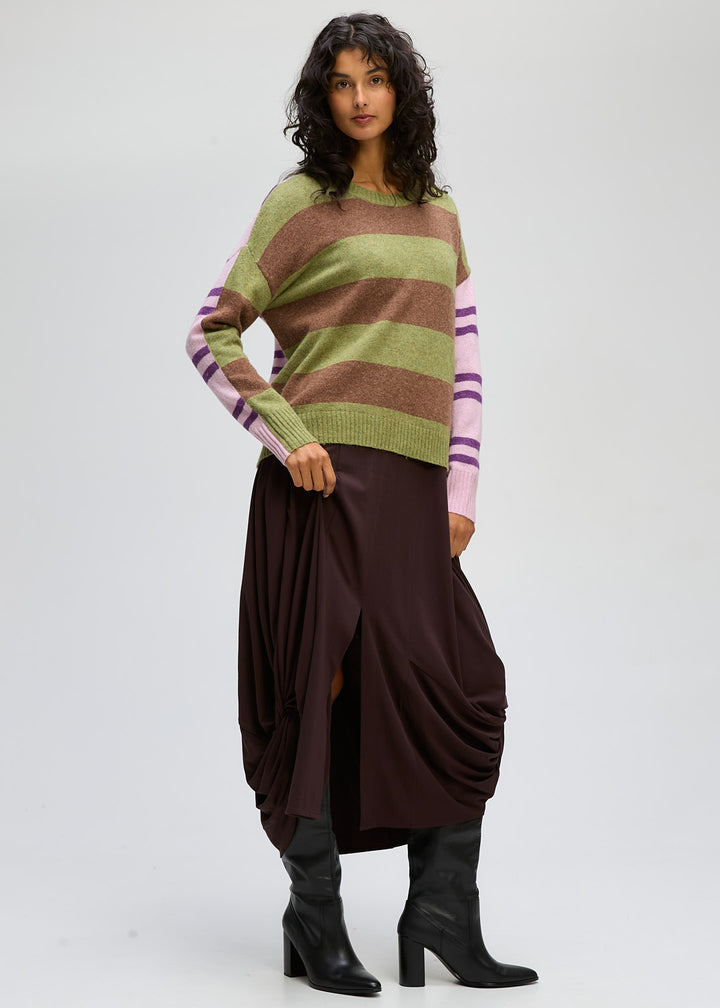 Ld+Co Groove Stripe Crew Jumper - Olive