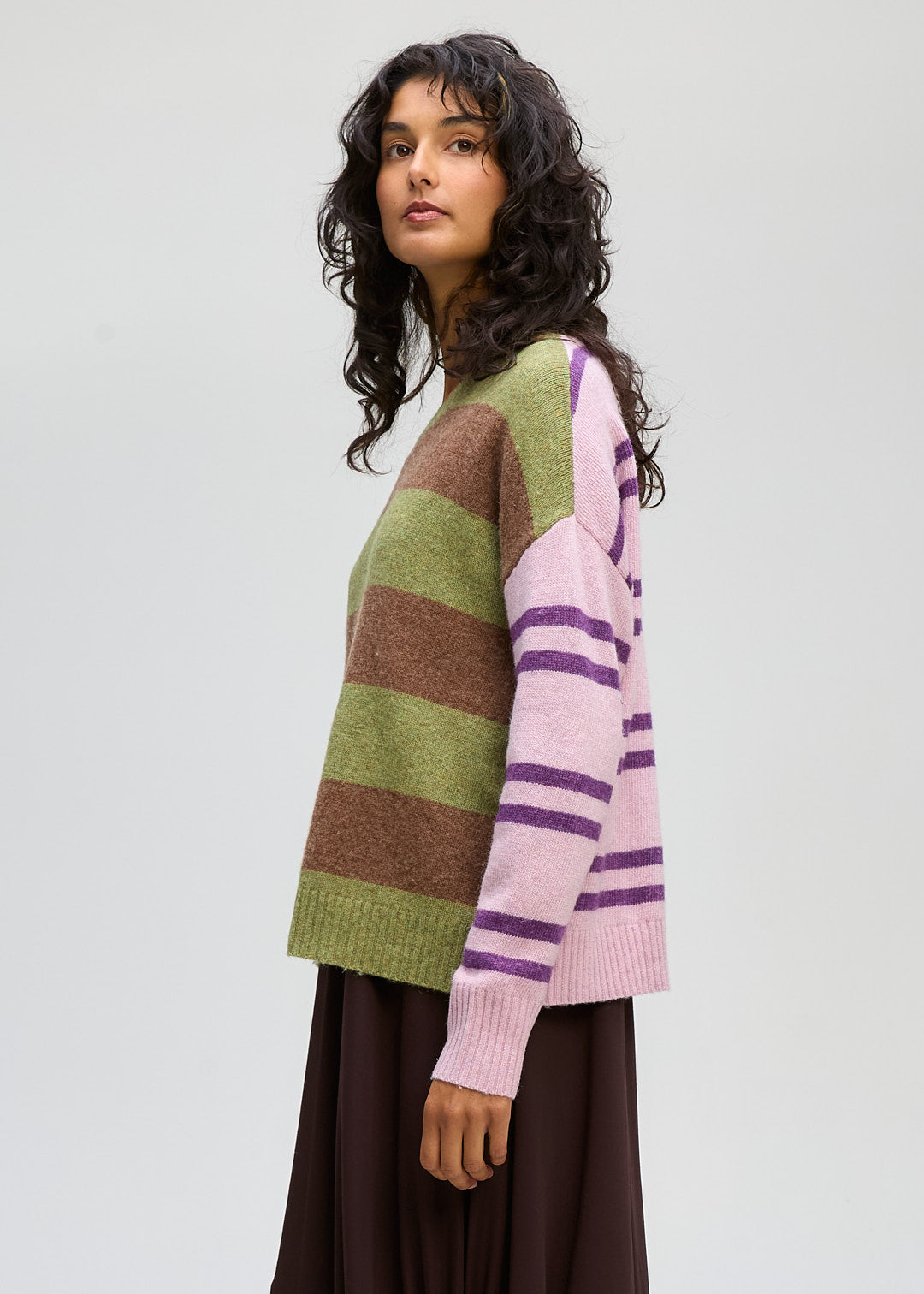Ld+Co Groove Stripe Crew Jumper - Olive