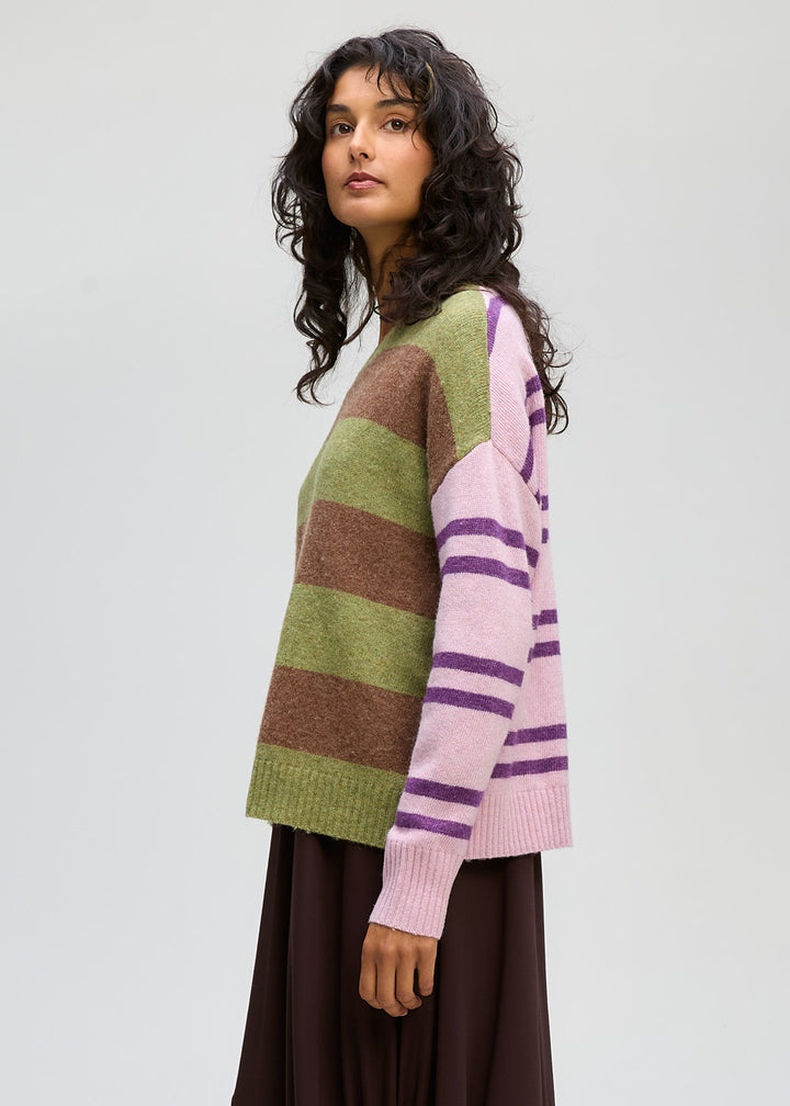 Ld+Co Groove Stripe Crew Jumper - Olive