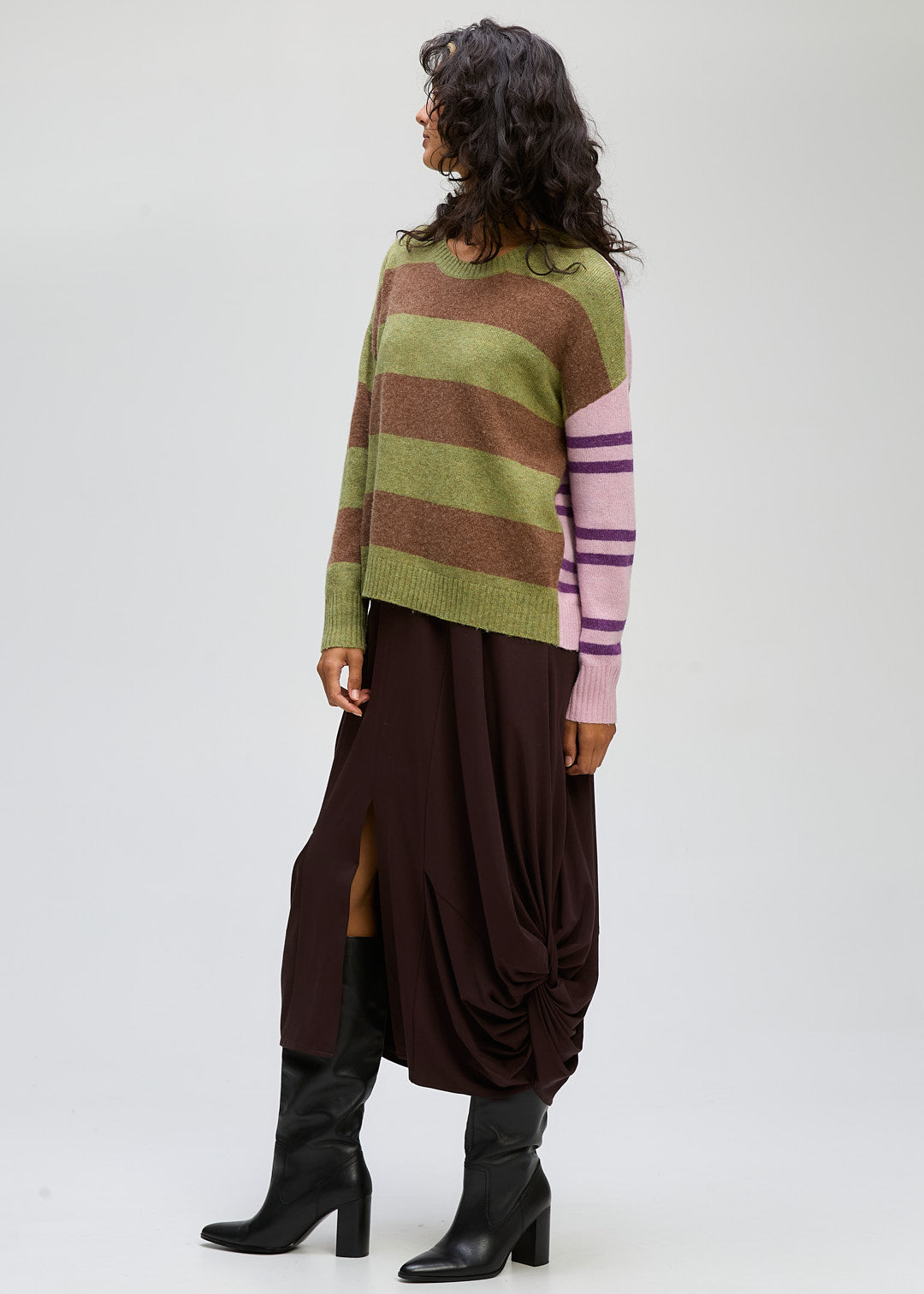 Ld+Co Groove Stripe Crew Jumper - Olive