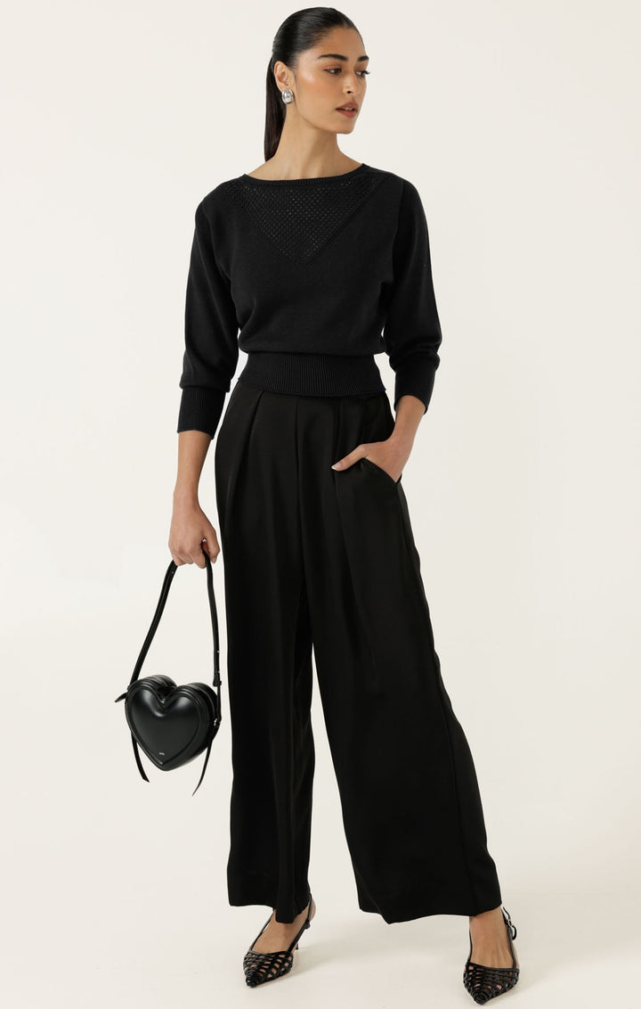 Sacha Drake Chloe 3/4 Sleeve Knit Top - Blk