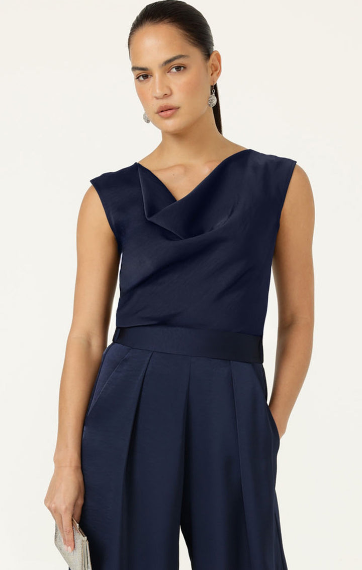 Sacha Drake Luxe Cowl Bias Top - Navy