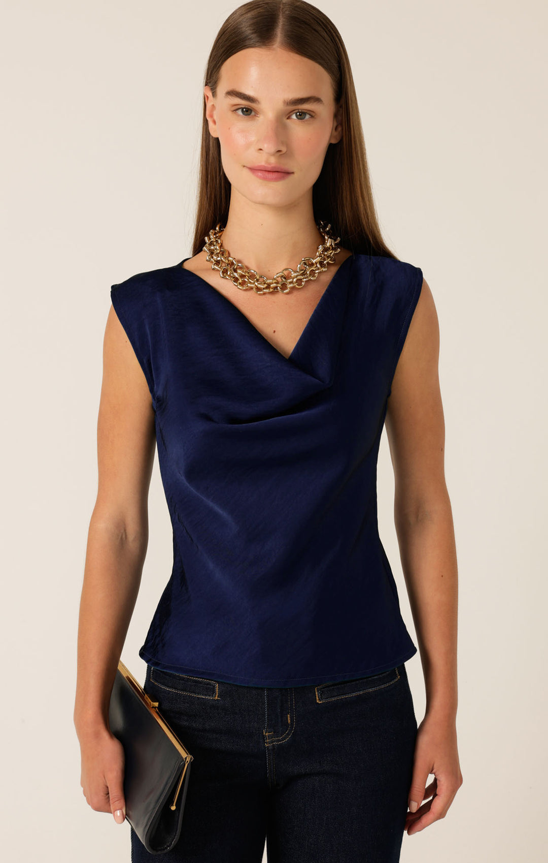 Sacha Drake Luxe Cowl Bias Top - Navy