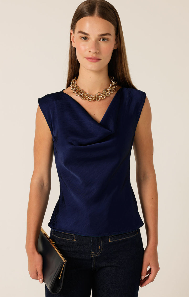 Sacha Drake Luxe Cowl Bias Top - Navy