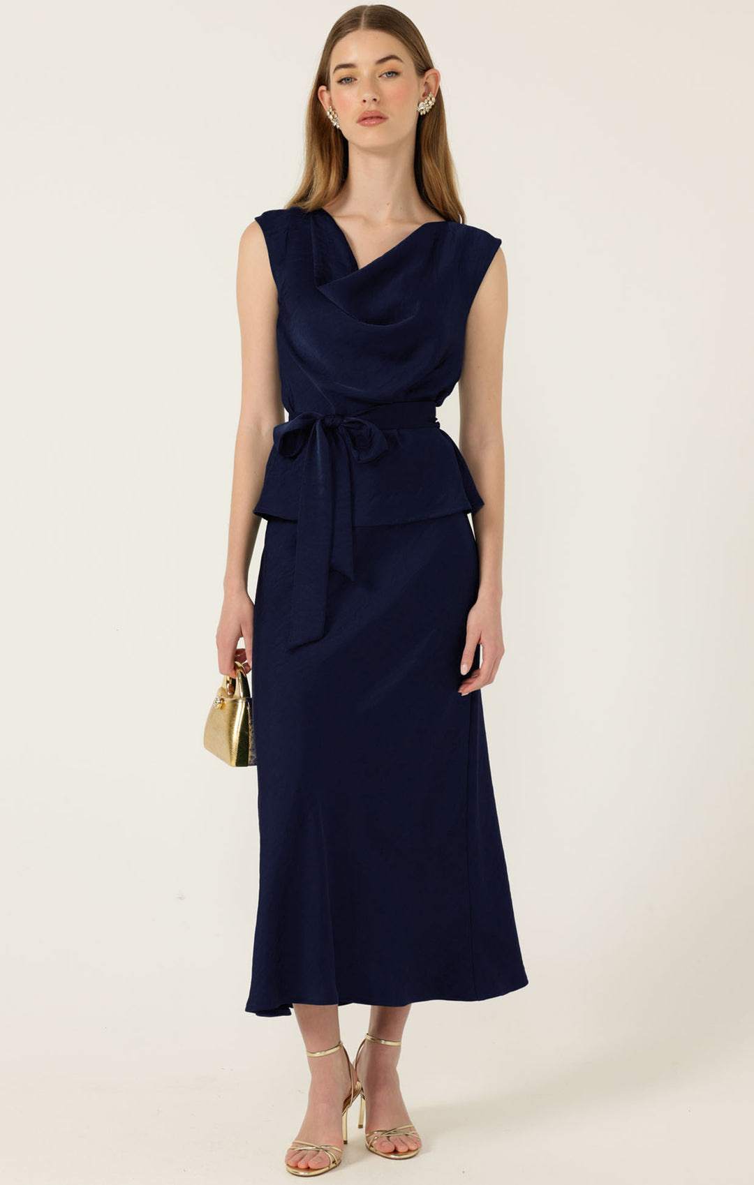 Sacha Drake Luxe Cowl Bias Top - Navy