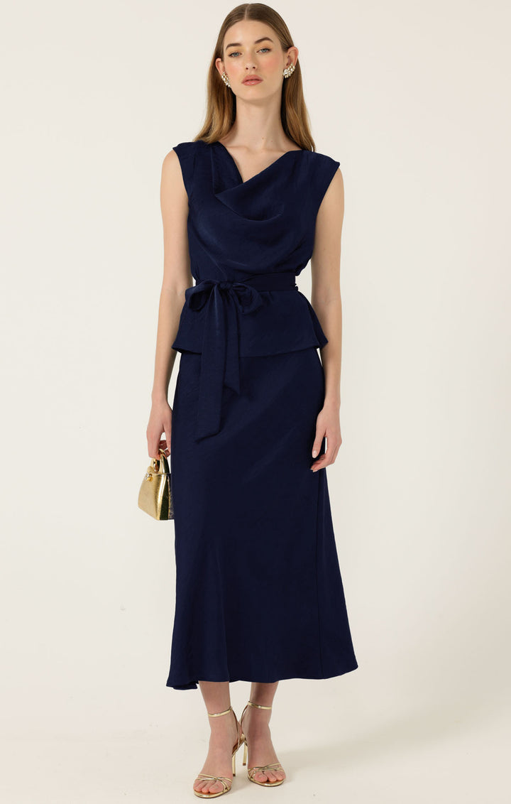 Sacha Drake Luxe Cowl Bias Top - Navy