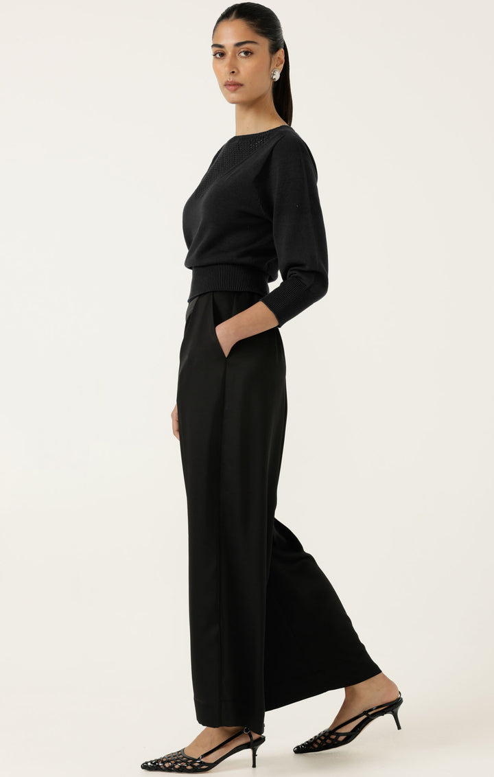 Sacha Drake Chloe 3/4 Sleeve Knit Top - Blk