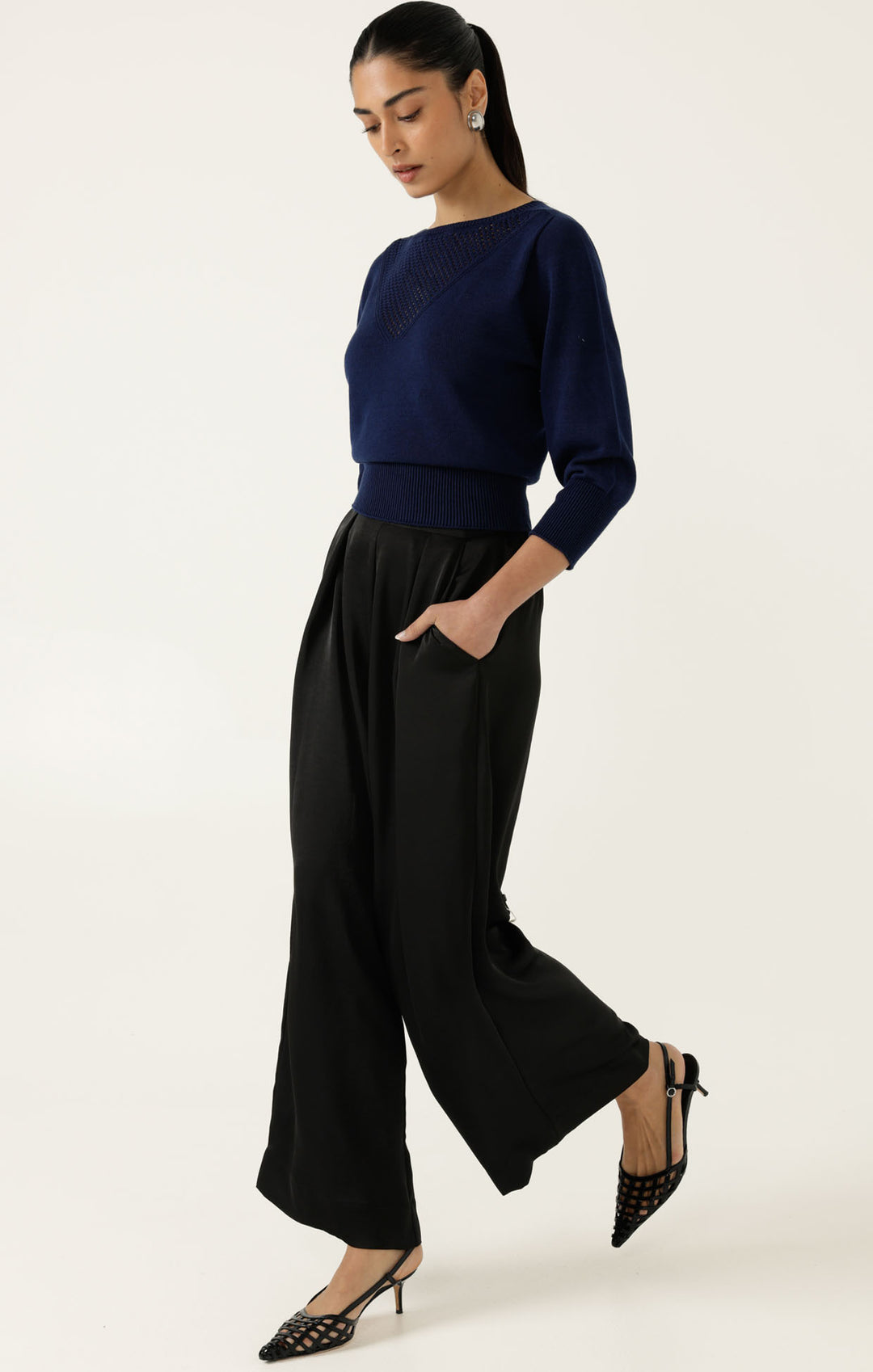 Sacha Drake Chloe 3/4 Sleeve Knit Top - Blk