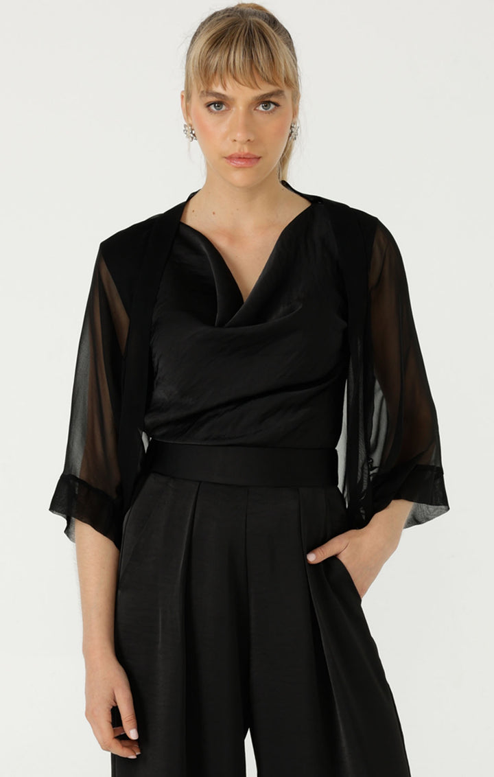 Sacha Drake  Sheer Silk Kimono - Blk