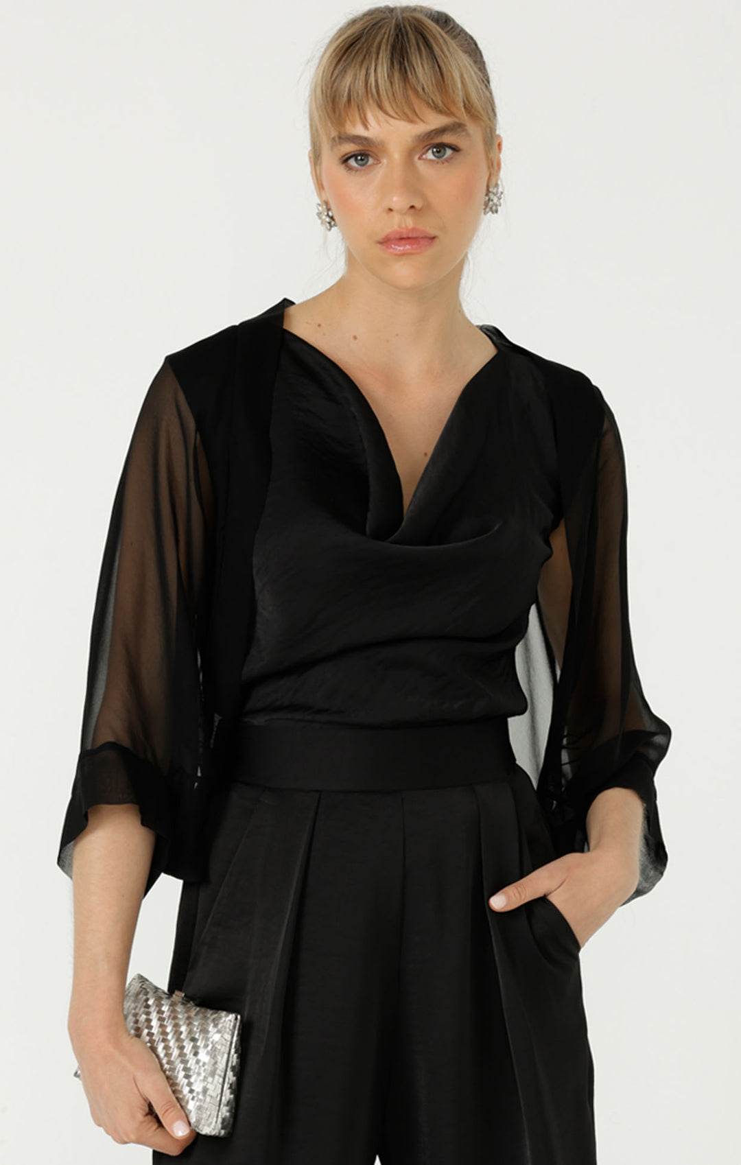 Sacha Drake  Sheer Silk Kimono - Blk