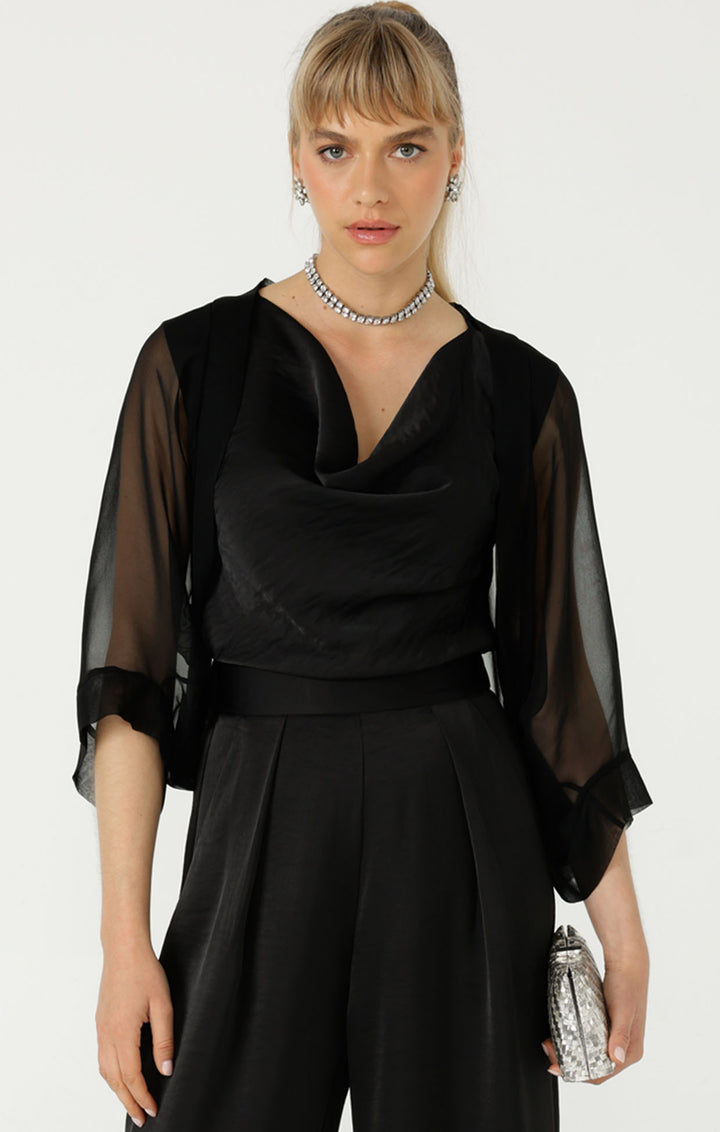 Sacha Drake  Sheer Silk Kimono - Blk