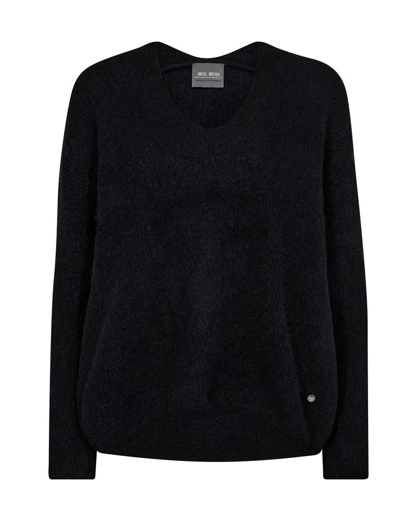 Mos Mosh Thora V-Neck Knit - BLK