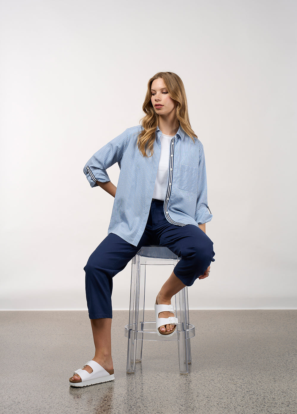 Madly Sweetly Mixed Media Stripe Shirt